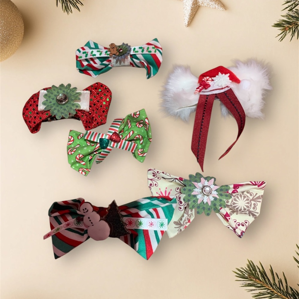 Festive Holiday Hair Bows Set